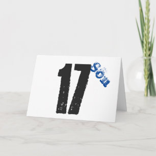 Son's 17th birthday, white, blue & black. card