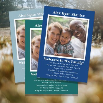 Son's Adoption Photo Party Invitation Template by BlueHyd at Zazzle