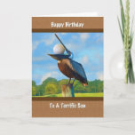 Son's Birthday, Pelican with Golf Ball Card<br><div class="desc">This digital painting shows a young Brown Pelican holding a golf ball in his mouth.   It is meant to be a humorous birthday card for someone who either loves or hates golf.</div>