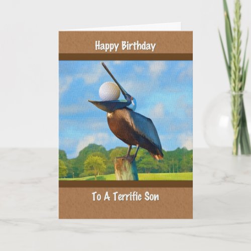 Sons Birthday Pelican with Golf Ball Card