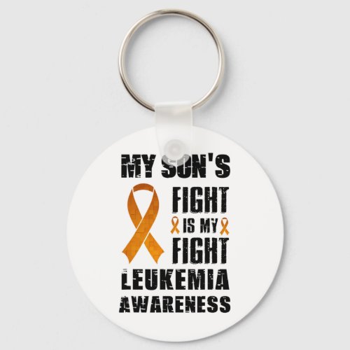 Sons Fight Is My Fight Leukemia Awareness Orange  Keychain