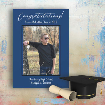 Sons Graduation Simple Photo Announcement by BlueHyd at Zazzle