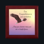 Son's Graduation Wooden Jewelry Keepsake Box<br><div class="desc">Beautiful wooden keepsake box with picture of an eagle in flight is featured on the lid of this box. With message, "Son, Congratulations on your graduation." Can personalize this box with your own text. And rest of the message is, "May your dreams carry you into a bright future." Beautiful wood...</div>