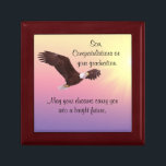 Son's Graduation Wooden Jewelry Keepsake Box<br><div class="desc">Beautiful wooden keepsake box with picture of an eagle in flight is featured on the lid of this box. With message, "Son, Congratulations on your graduation." Can personalize this box with your own text. And rest of the message is, "May your dreams carry you into a bright future." Beautiful wood...</div>