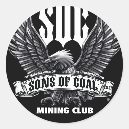 SONS OF COAL MINING CLUB CLASSIC ROUND STICKER