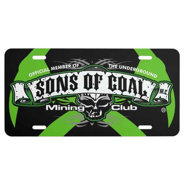 SONS OF COAL MINING CLUB LICENSE PLATE (Front)