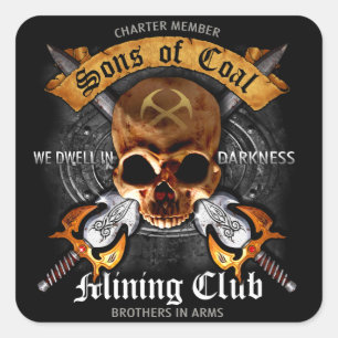 SONS OF COAL MINING CLUB SQUARE STICKER