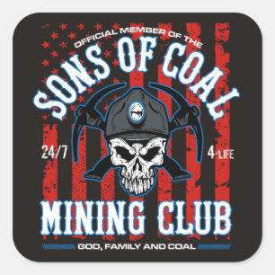 SONS OF COAL MINING CLUB SQUARE STICKER