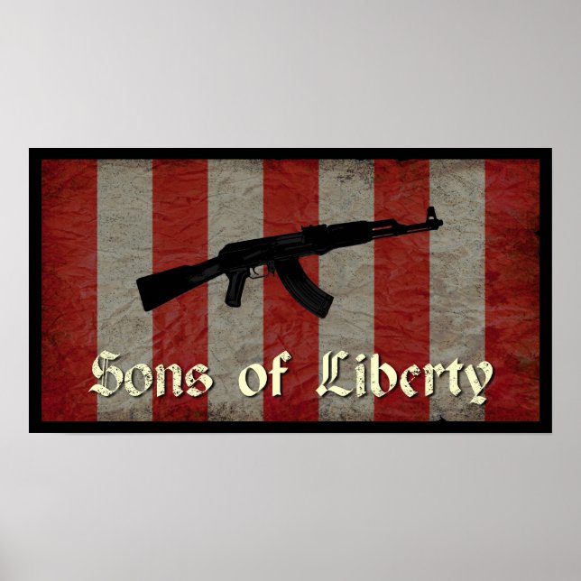 Sons of Liberty Flag with AK 47 Poster (Front)