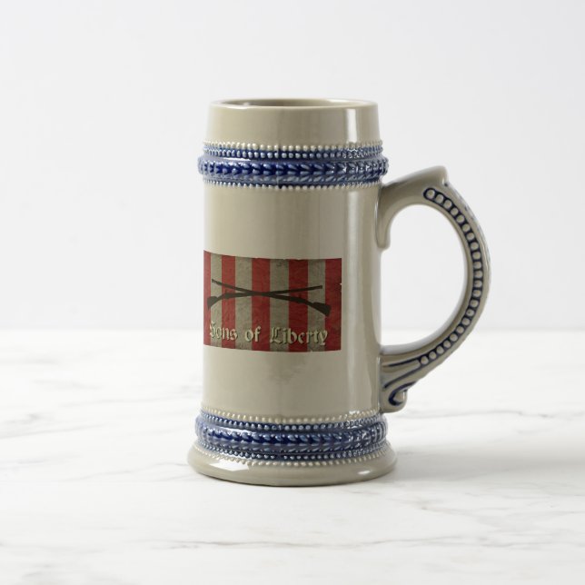 Sons of Liberty Flag with Two Muskets Beer Stein (Right)