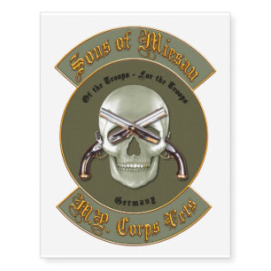Sons of Miesau Skull Biker Emblem Temporary Tattoos