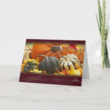 Son's Thanksgiving Card With Pumpkins by William63 at Zazzle