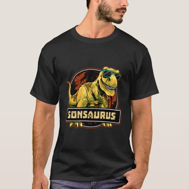 Sonsaurus Shirt T Rex Son Saurus Dinosaur Boys Kid (Front)