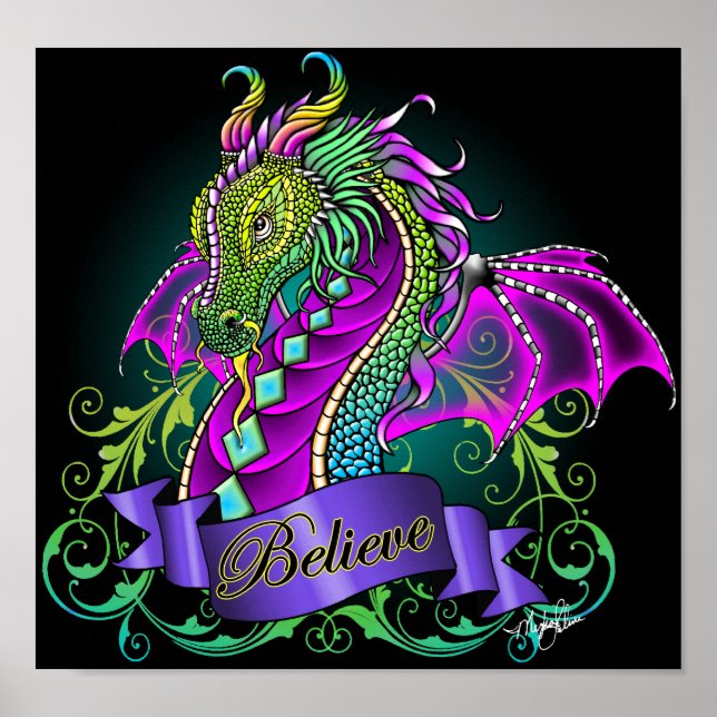 "Sonya" Rainbow Believe Dragon Art Poster (Front)