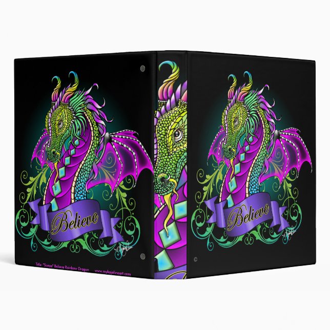 "Sonya" Rainbow Believe Dragon Avery Binder (Background)