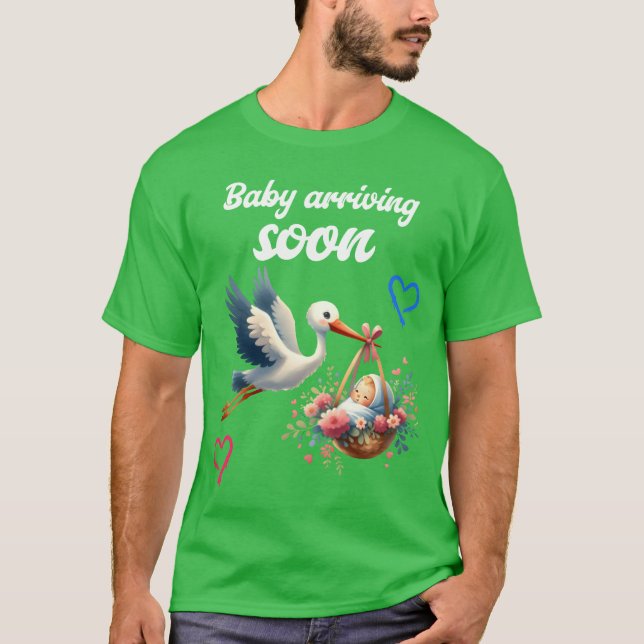 Soon Ill Be A Mother With Stork Baby Is Coming boy T-Shirt (Front)