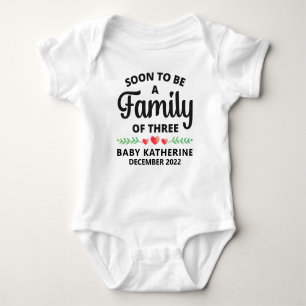 Soon To Be A Family of Three Pregnancy Reveal Baby Bodysuit