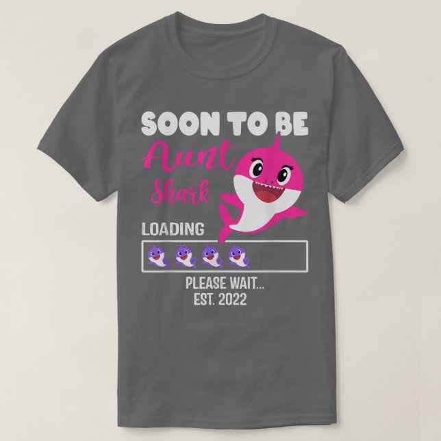 Soon To Be Aunt Shark Est 2022 Pregnancy Announcem T-Shirt (Design Front)