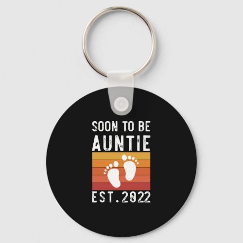 Soon To Be Auntie Est 2022 New Aunt Funny Gift Keychain