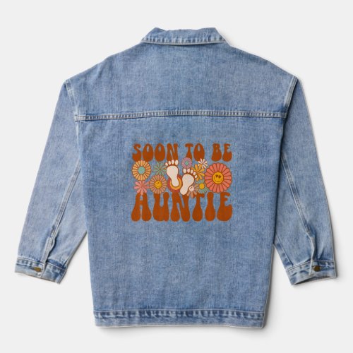 Soon To Be Auntie Groovy Gender Announcement Famil Denim Jacket