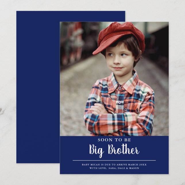 Soon to be Big Brother Blue Pregnancy Announcement (Front/Back)