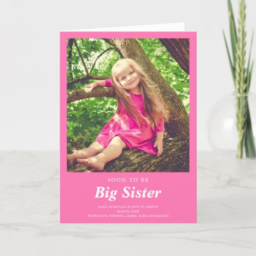 Soon to Be Big Sister Photo Pregnancy Pink Announcement
