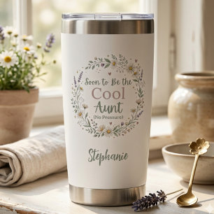 Soon To Be Cool Aunt Pregnancy Reveal Floral Gift Insulated Tumbler