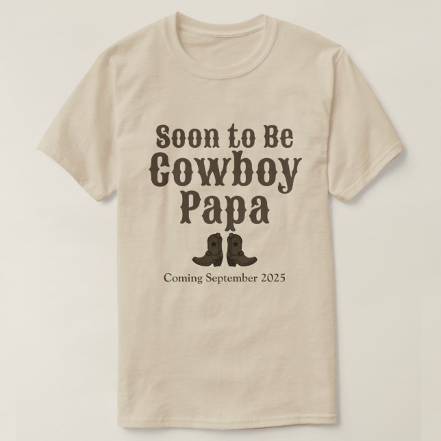  Soon to Be Cowboy Papa Grandpa Baby Announcement T-Shirt (Design Front)