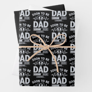 Soon to Be Dad 2026 Loading Pregnancy Announcement Wrapping Paper Sheets