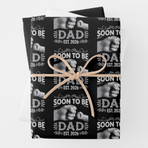 Soon to be Dad 2026 Pregnancy Announcement Wrapping Paper Sheets