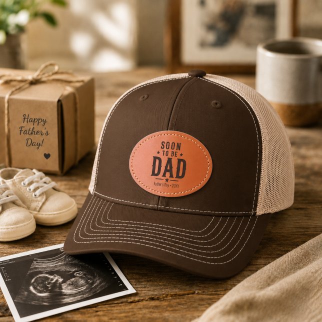 Soon to Be Dad Fathers Day Pregnancy Reveal Leather Patch Hat (Soon to Be Dad Fathers Day Pregnancy Reveal Leather Patch Hat)