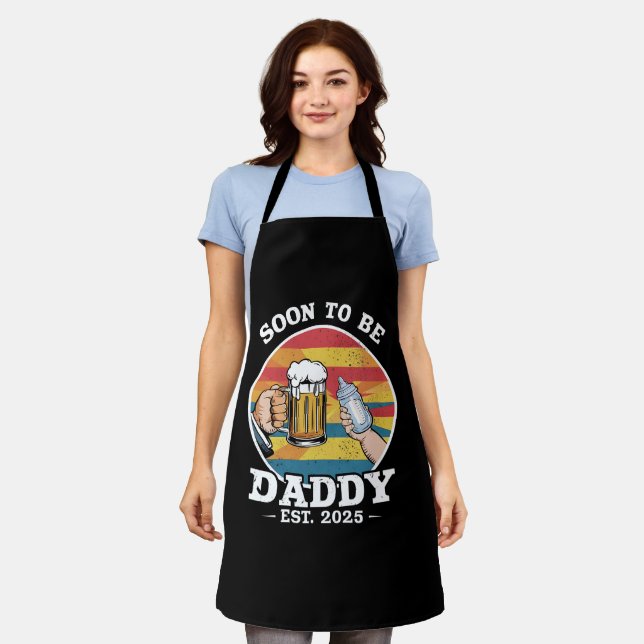 Soon To Be Daddy 2025 First Time Daddy 2025 Retro  Apron (Worn)
