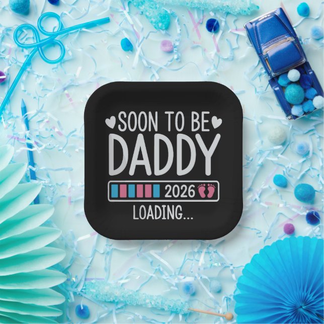 Soon to Be Daddy 2026 Loading Pregnancy Announce Paper Plates (Party)