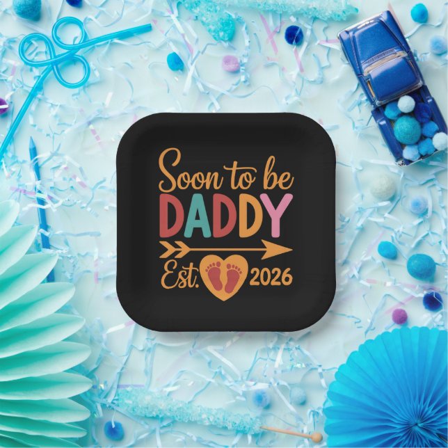 Soon to Be Daddy 2026 Loading Pregnancy Announce Paper Plates (Party)