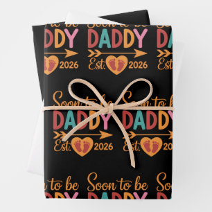 Soon to Be Daddy 2026 Loading Pregnancy Announce Wrapping Paper Sheets