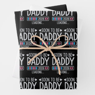 Soon to Be Daddy 2026 Loading Pregnancy Announce Wrapping Paper Sheets