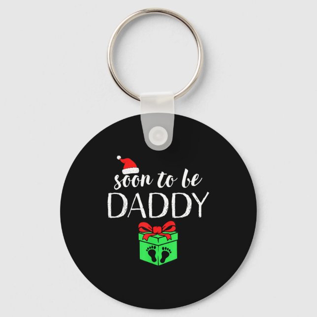 Soon To Be Daddy Christmas Funny Pregnancy Announc Keychain (Front)