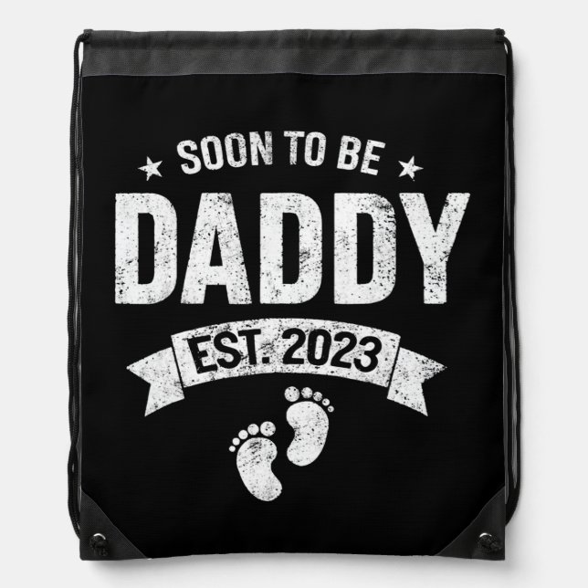 Soon To Be Daddy Est 2023 Retro Fathers Day New Drawstring Bag (Front)