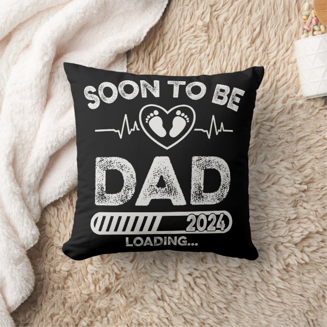 Soon to Be Daddy Est 2024 Father's Day Throw Pillow (Blanket)