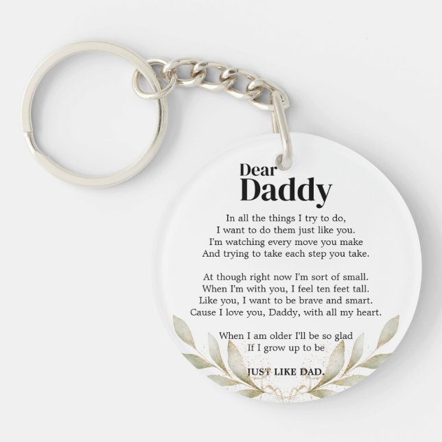 Soon to be Daddy Pregnancy Announcement Bump Poem Keychain (Front)