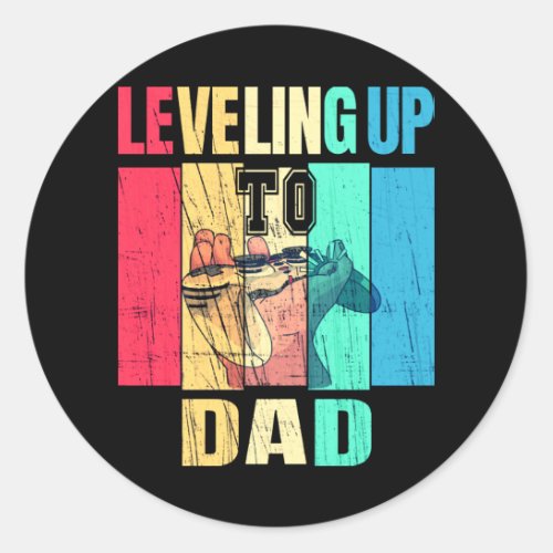 Soon To Be Father Dad Level Unlocked Pregnancy Classic Round Sticker