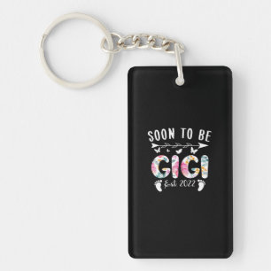 Soon To Be Gigi Est 2022 Floral New Grandma Mother Keychain