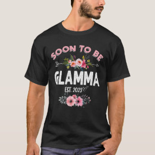 Soon To Be Glamma Est 2023 Funny Floral Mother's D T-Shirt