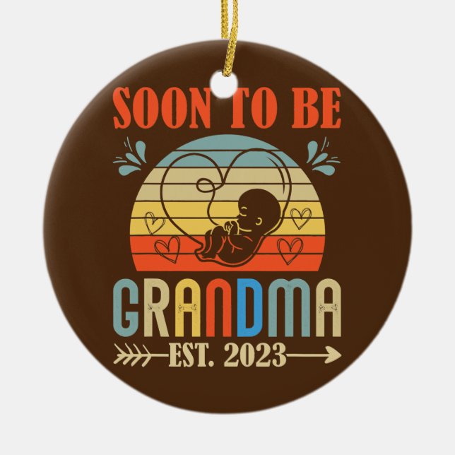 Soon to be Grandma 2023 Women Pregnancy Ceramic Ornament (Front)