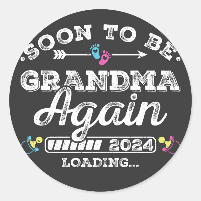 Soon to Be Grandma Again 2024 Loading Classic Round Sticker (Front)