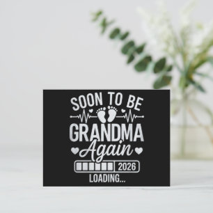 Soon to Be Grandma Again 2026 Loading Pregnancy  Announcement Postcard