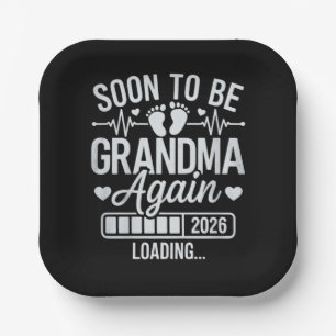 Soon to Be Grandma Again 2026 Loading Pregnancy  Paper Plates