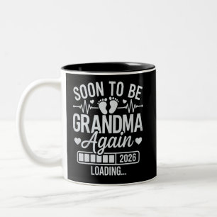 Soon to Be Grandma Again 2026 Loading Pregnancy Two-Tone Coffee Mug
