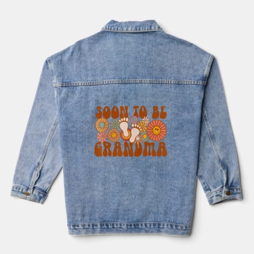 Soon To Be Grandma Groovy Baby Gender Announcement Denim Jacket