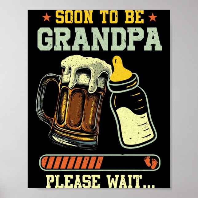 Soon To Be Grandpa Est 2025 Pregnancy Announcement Poster (Front)